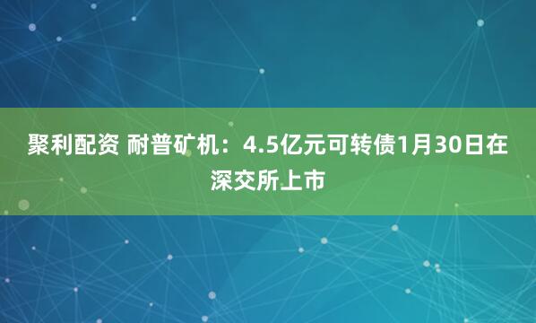 聚利配资 耐普矿机：4.5亿元可转债1月30日在深交所上市